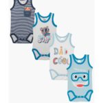 Under Water Aμάνικο Βρεφικό Φορμάκι 4τμχ