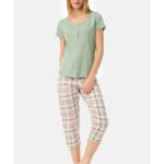 Γυναικεία Πυτζάμα Pointelle Κοντομάνικη Κάπρι με πατιλέτα Minerva