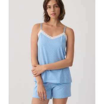 Multi Dots Αμάνικη Μπριτέλα Γυναικεία Πυτζάμα με V λαιμόκοψη και δαντέλα Minerva