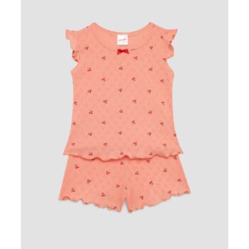 Κοντομάνικη Βρεφική Πυτζάμα Cherries Pointelle Minerva